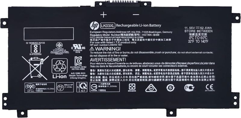 Photo 1 of HP LK03XL Laptop Battery for HP Envy X360 Convertible 17-AE 17M-AE 17T-AE 17-BW 17M-BW 17-CE 17M-CE 17T-CE 17T-BW 15-BP 15M-BP 15-BQ 15M-BQ 15M-CP 15M-CN L09281-855 916814-855 HSTNN-UB71
