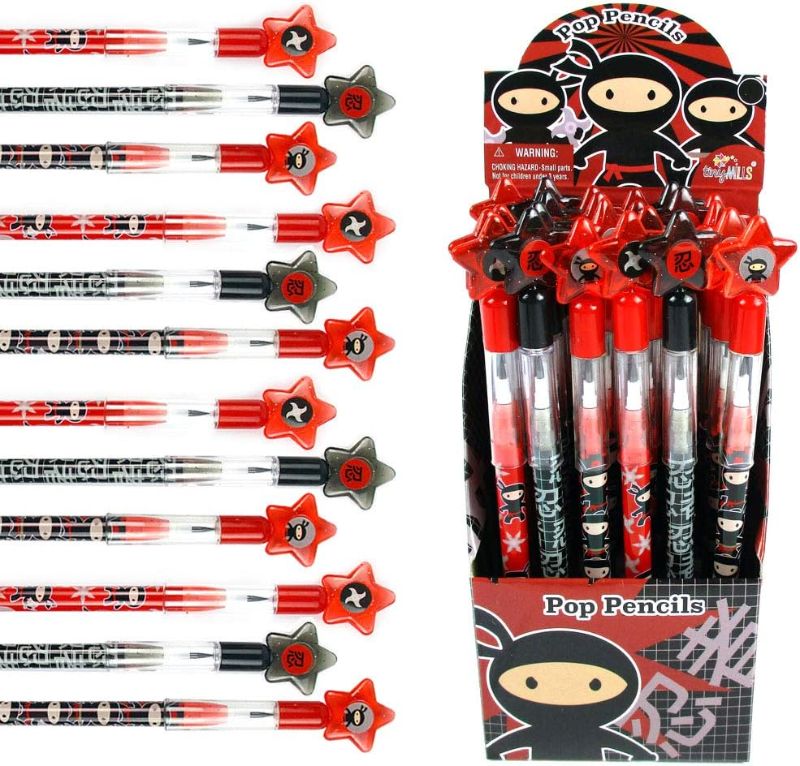 Photo 1 of 24 Pcs Ninjas Multi Point Stackable Push Pencil Assortment with Eraser for Ninja Birthday Party Favor Prize Carnival Goodie Bag Stuffers Classroom Rewards Pinata Fillers
