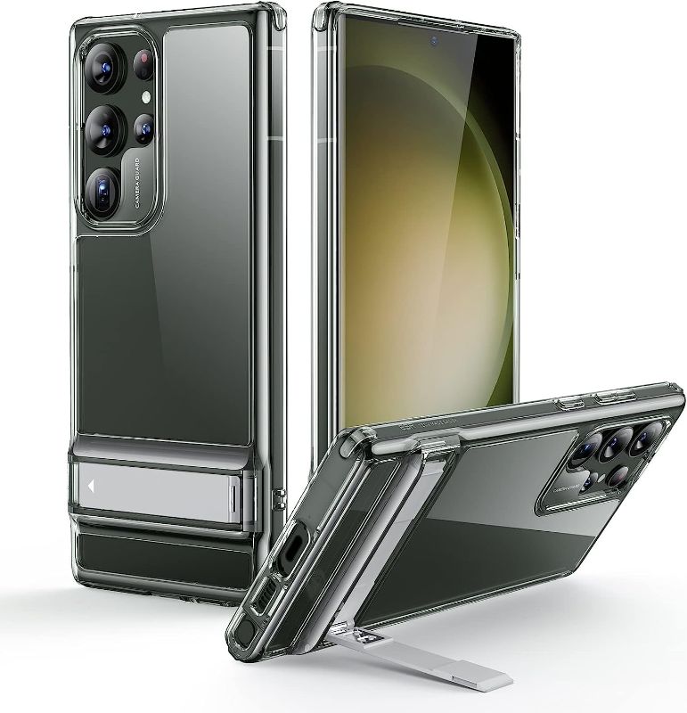 Photo 1 of ESR Samsung Galaxy S23 Ultra Case - Military-Grade Protection, Slim, Clear, Kickstand, Aluminum & Acrylic
