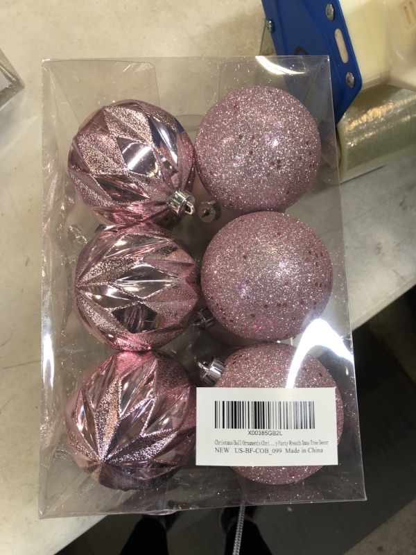 Photo 1 of 12 pack pink Christmas bulbs