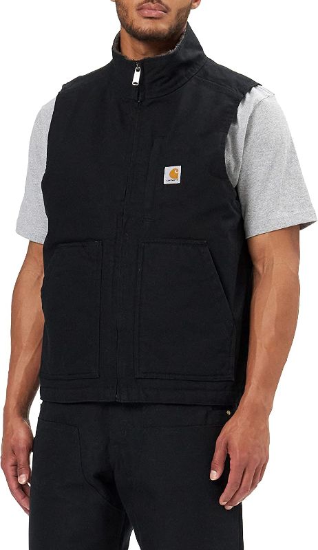 Photo 1 of Carhartt Men's Loose Fit Washed Duck Sherpa-Lined Mock-Neck Vest