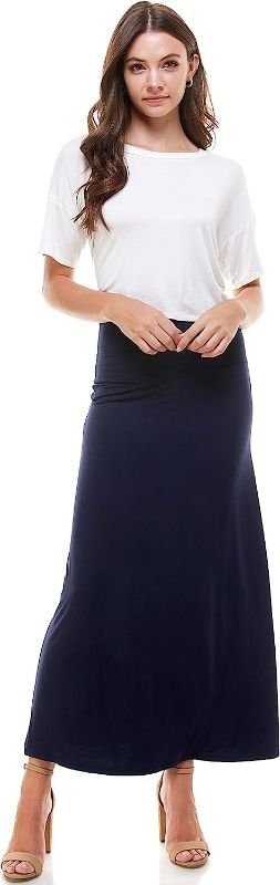 Photo 1 of Azules Women's Rayon Span Regular to Plus Size Maxi Skirt - Solid 3X