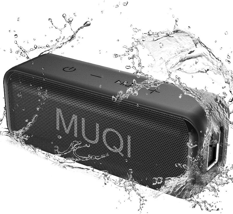 Photo 1 of MUQI Bluetooth Speaker, Portable Bluetooth Speakers Wireless, IPX7 Waterproof Shower Speaker, 10W Loud Stereo Sound, 12H Playtime TWS Dual Pairing for Home Outdoors