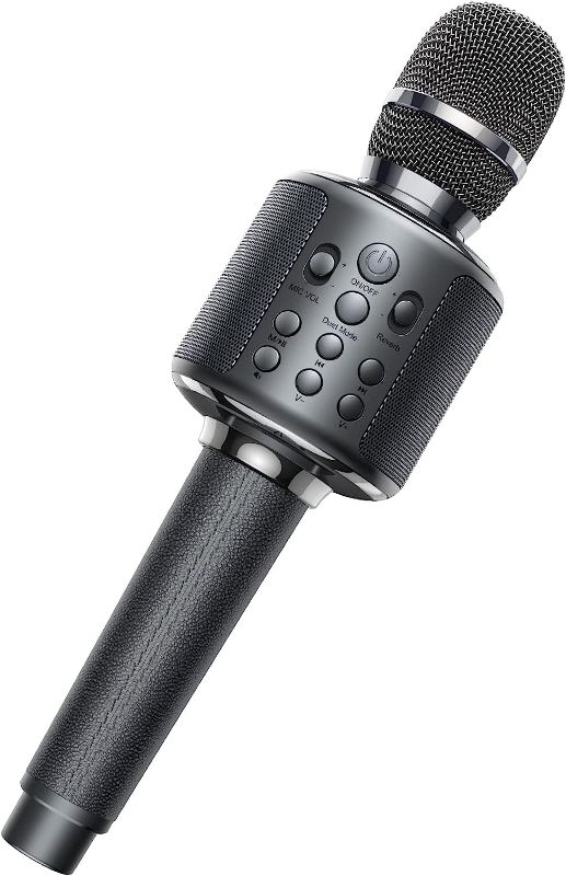 Photo 1 of GOODaaa Karaoke Microphone, Wireless Bluetooth Rechargeable Mic with Stereo Speaker, Reverb?Duet Mode?Recording?Vocal Remove, Compatible with All Smartphones Easy-to-use for Adults & Kids