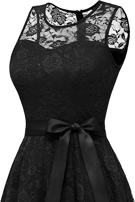 Photo 1 of Dressystar Women's Floral Lace Dress Short Bridesmaid Dresses with Sheer Neckline - SIZE XS 
