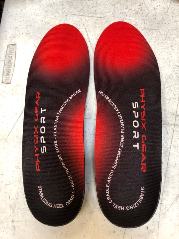 Photo 2 of Arch Support Insoles Men & Women by Physix Gear Sport - Orthotic Inserts for Plantar Fasciitis Relief, Flat Foot, High Arches, Shin Splints, Heel Spurs, Sore Feet, Overpronation (1 Pair, X-Large) XL - US Mens 12 - 14 1/2 | Womens 14 - 16 1/2 1 Pair - Red/