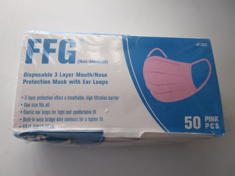 Photo 1 of FFG 50 Pcs Disposable 3 Layer Protection Adult Face Mask Pink
