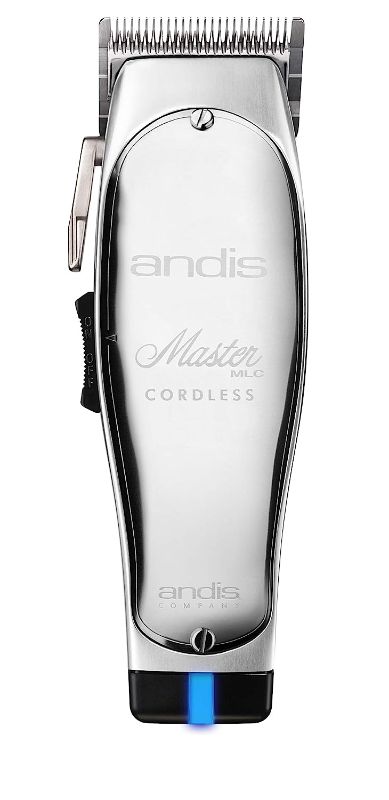 Photo 1 of Andis 12470 Professional Master Corded/Cordless Hair & Beard Trimmer, Adjustable Carbon Steel Blade Hair Clipper for Close Cutting, Chrome, Silver - 5 Piece Set
