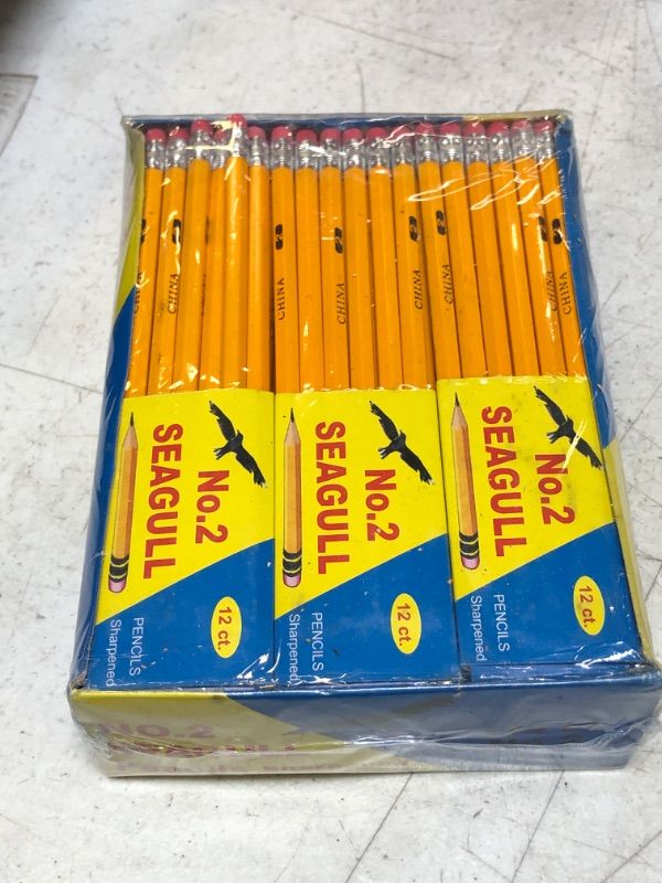 Photo 2 of SEAGULL Pencils Pre-sharpened No. 2 144/box 12 Boxes of 12 New Improved Eraser 12 Count (Pack of 12)