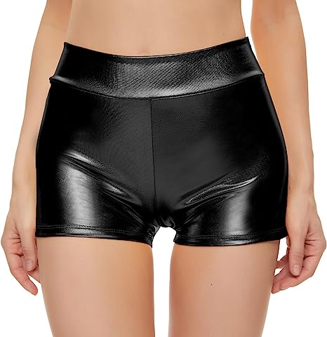 Photo 1 of METALLIC RAVE BOOTY DANCE SHORTS (MEDIUM, BLACK)