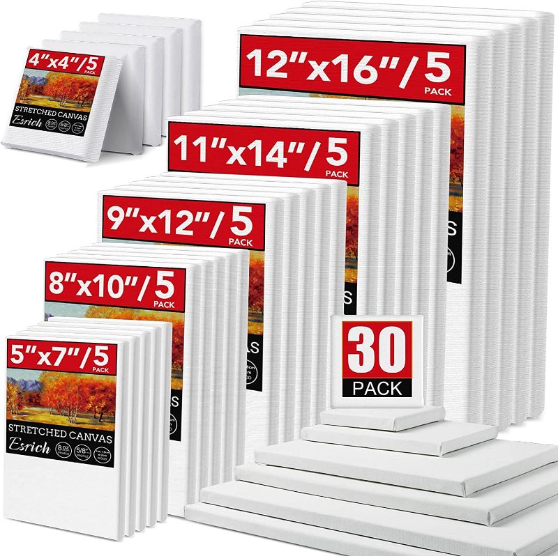 Photo 1 of 30 Pack Canvases for Painting with 4x4", 5x7", 8x10", 9x12", 11x14", 12x16", Painting Canvas for Oil & Acrylic Paint
