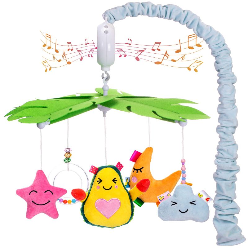 Photo 1 of Caromolly Baby Crib Mobile, Musical Crib Mobile for Infant, 360° Rotate Music Box with 12 Lullabies, Soother Toy for Newborn, 5 Detachable Pendants, Blue
