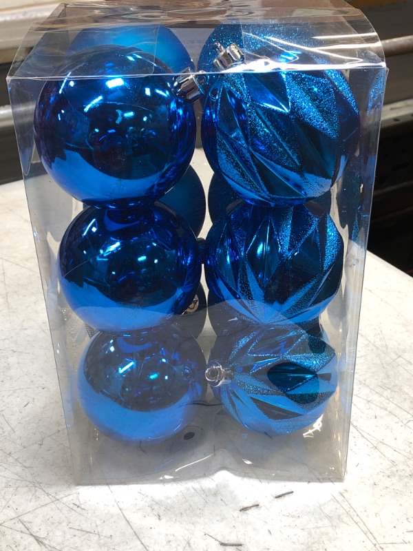 Photo 2 of 12PCS 3.15" Christmas Ball Ornaments Shatterproof Blue Christmas Tree Decorations Xmas Tree Balls Halloween Ornaments Décor
