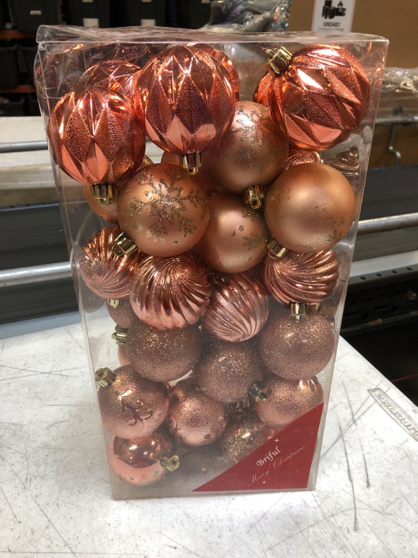 Photo 2 of 2.36" Christmas Ball Ornaments 36 Pcs Christmas Tree Decorations Set Shatterproof Small Rose Gold Christmas Ornaments Balls with Hanging Loop for Holiday Party Wreath Xmas Tree Decor
