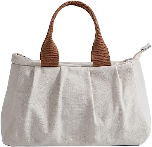 Photo 1 of Jeelow Small Canvas Tote Handbag Bag Purse With Zipper & Pocket For Girl Women
