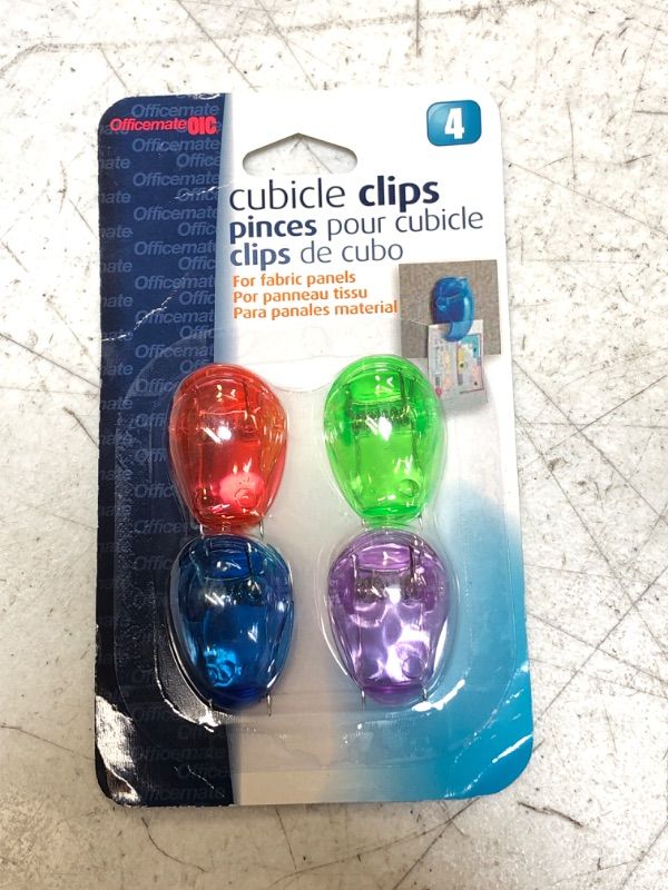 Photo 2 of Officemate Standard Cubicle Clips, Assorted Translucent Colors, Pack of 4 (30172) 4 Clips