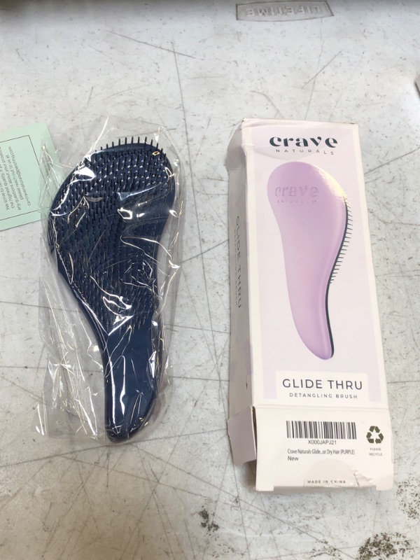 Photo 2 of Crave Naturals Glide Thru Detangling Brush for Adults & Kids Hair - Detangler Brush for Natural, Curly, Straight, Wet or Dry Hair - Hairbrush for Men & Women, Little Girl Hair Accessories, 1pk, Purple
