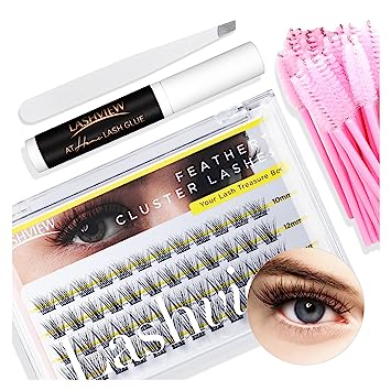 Photo 1 of LASHVIEW DIY Lash Extension Kit,10-16mm Cluster Lashes,Cluster Eyelashes for Self-application Individual Lashes at Home,3D Rapid Soft and Lightweight-Style D17
