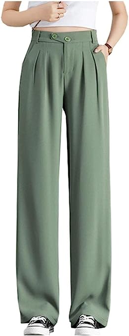 Photo 1 of Cyparel Women's Casual High Waisted Pleated Wide Leg Pants Loose Long Straight Trousers - SIZE L 
