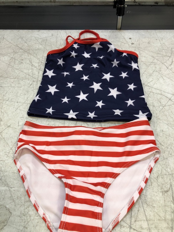 Photo 2 of 8-9 YEARS  Jxstar Girls 2-Piece Bathing Suit Unicorn Swimsuits Swimwear Tankini for Kids 8-9 Years Flag