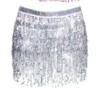 Photo 1 of  Women's Sequin Skirt  Belly Dance Hip Skirt Fringe Hip Scarf Boho Sequin Tassel Skirt Rave Party Performance Costume Festival Outfits Cowgirl Skirt for Women Girl Silver