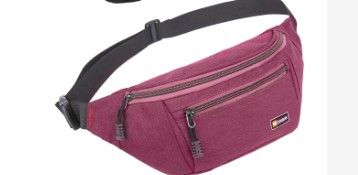 Photo 1 of  Fanny Packs for Men and Women, Water Resistant Sports Waist Pack Bag Hip Bum Bag for Travel Hiking Running Magenta