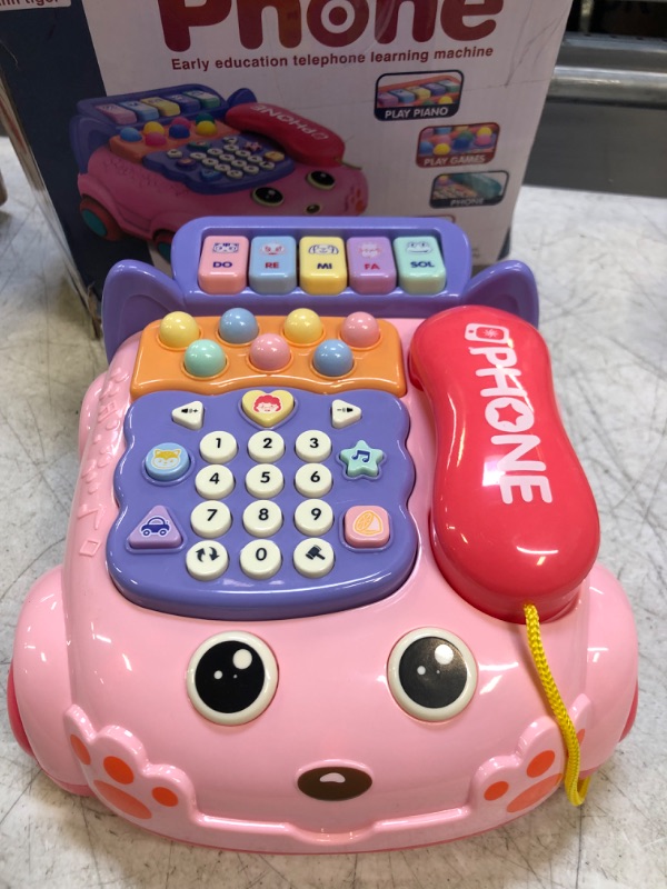 Photo 2 of Baby Phone Toy,Baby Toy Phone Cartoon Baby Piano Music Light Toy Children Pretend Phone, Kids Cell Phone Girl with Light Parent-Child Interactive Toy Gift Game Boy Girl Early Education Gift Pink