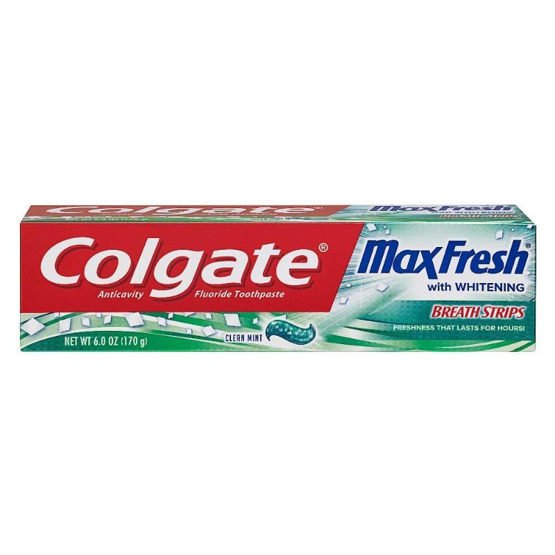 Photo 1 of Colgate Max Fresh With Mini Breath Strips Whitening Toothpaste, Clean Mint 6 ounces (Pack of 4)