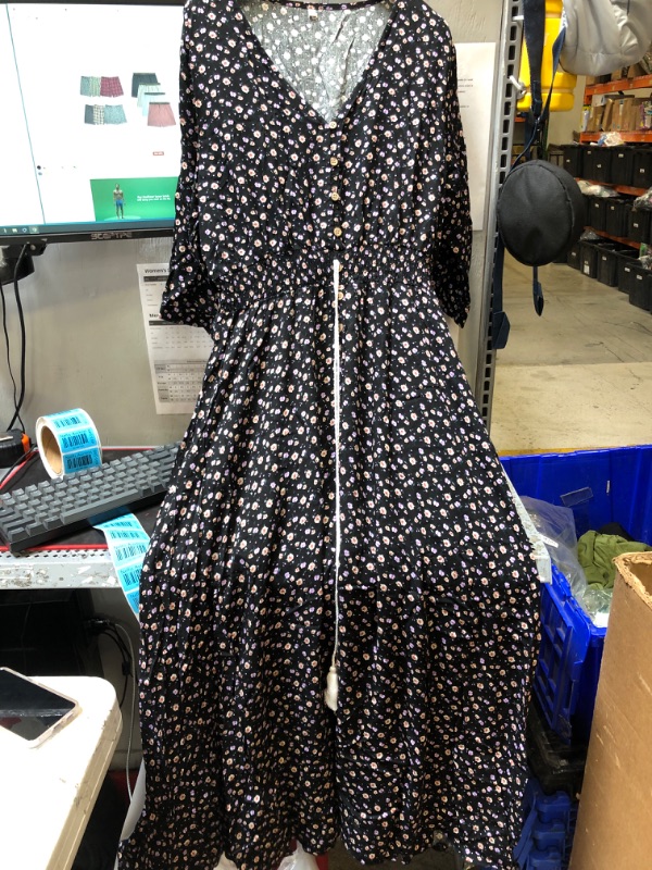 Photo 1 of LARGE --- BLACK  FLORAL DRESS 