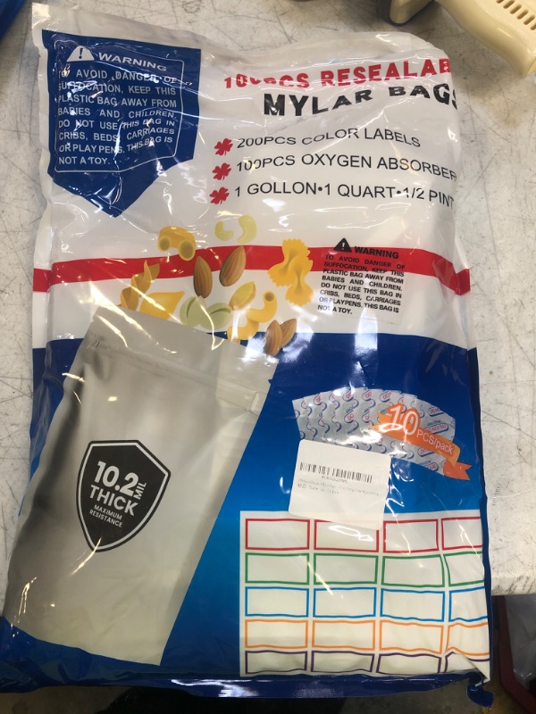 Photo 2 of 100 Packs Reusable Mylar Bags with Oxygen Absorber 1 Gallon( 9.44 Mil,10"x14" 6"x9" 4.3"x6.3" ) Mylar Bags for food storage for Grains, Wheat, Rice, Legumes, Meat Long Term Food Storage Home Organization Daizi100