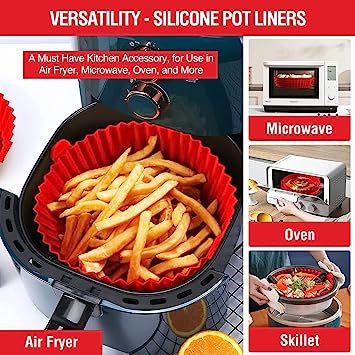 Photo 1 of 2 Pcs. Air Fryer Silicone Liners (Red and Black)