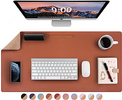 Photo 1 of LOLLIDO Natural Cork & Leather Dual Sided Desk Pad,Cork+Brown