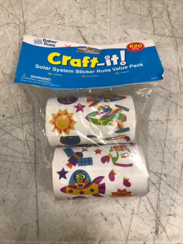 Photo 2 of Baker Ross Solar System Sticker Rolls - Pack of 620, Kids Stickers, Ideal for Children's Arts and Crafts Projects, Great for Card Making and Scrapbooking (FE677)