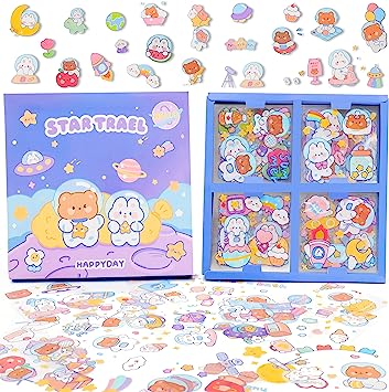 Photo 1 of CUNCUN 100 Sheets Cute Stickers Set, Kwaii Stickers Waterproof for Water Bottles, Phone Cases, Laptops, Scrapbook, DIY Crafts Supplies, Bullet Journaling, Aesthetic Sticker Packs for Girls Boys - Seal