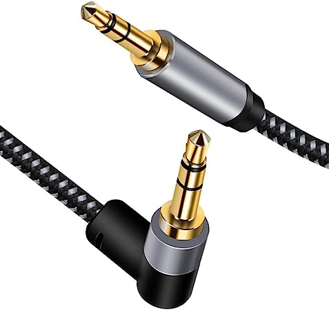 Photo 1 of 3.5mm Aux Cables, 90°Angled Aux Cord[Hi-Fi Sound, Nylon Braided] Male to Male Stereo Audio Cables Compatible with iPhone, iPad, Smartphones, MP3 Home/Car Stereos & More (65.6ft/20m)
