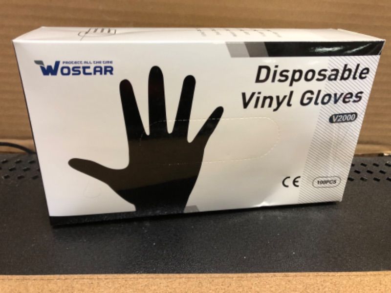 Photo 2 of 100pcs size xl---Wostar Black Vinyl Disposable Gloves XLarge 100pcs 3 Mil Latex Powder Free Rubber Exam Disposable Vinyl Work Gloves X-Large (Pack of 100) Black Xlarge 100pcs