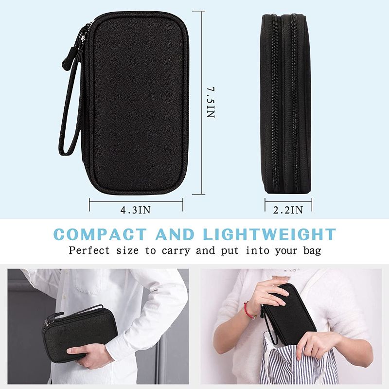 Photo 1 of 1pc--FYY Electronic Organizer, Travel Cable Organizer Bag Pouch Electronic Accessories Carry Case Portable Waterproof Double Layers All-in-One Storage Bag for Cable, Cord, Charger, Phone, Earphone Black Double Layer-s Black