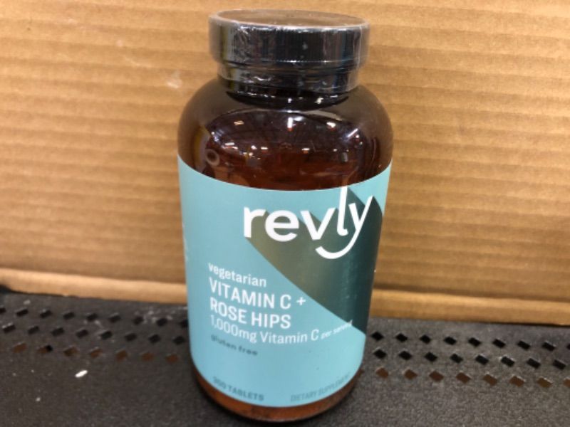 Photo 2 of Amazon Brand - Revly Vitamin C 1,000mg with Rose Hips, Gluten Free, Vegetarian, 300 Tablets----exp date 01/2024