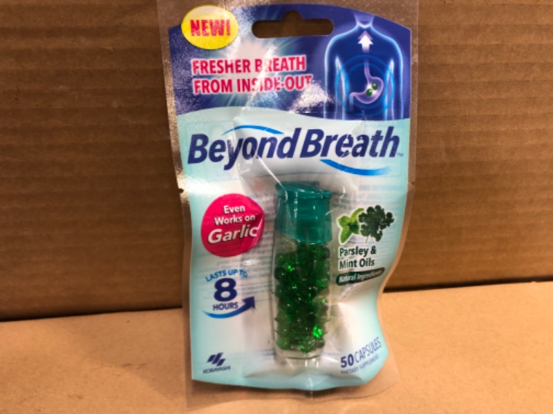 Photo 2 of Beyond Breath – Breath Freshening Capsules For Fresher Breath From The Inside Out –Works On Garlic And Odors From Other Food - Lasts Up To 8 Hours - 50 Capsules