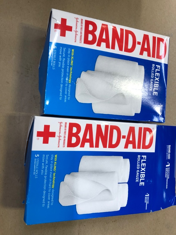 Photo 2 of 2pack Band-Aid Brand of First Aid Products Flexible Rolled Gauze Dressing for Minor Wound Care, Soft Padding and Instant Absorption, Sterile Kling Rolls, 4 Inches by 2.1 Yards, Value Pack, 5 ct