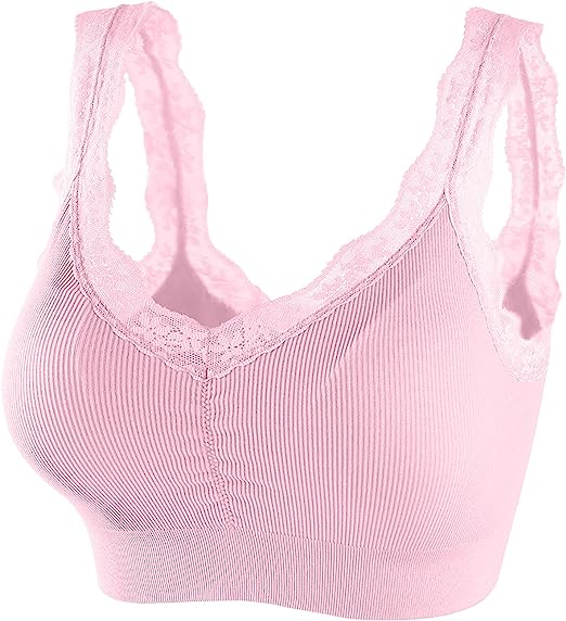 Photo 1 of Lace Straps Bralettes for Women Padded Sports Bra Seamless Comfort Bra Wirefree Yoga Cami Tank Tops Bras for Womens, XL
