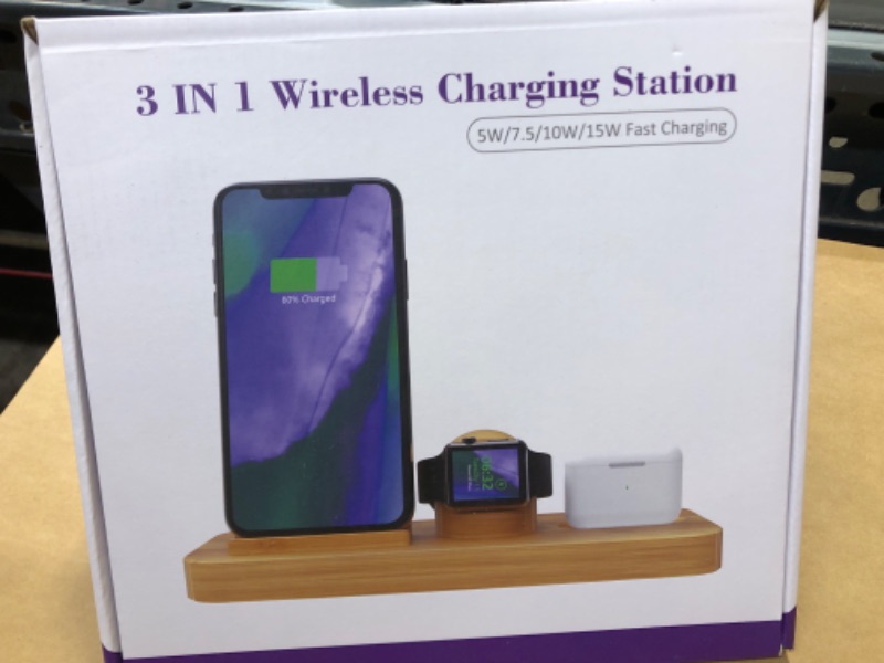 Photo 1 of 3 in 1 Bamboo Charging Station ----factory sealed 