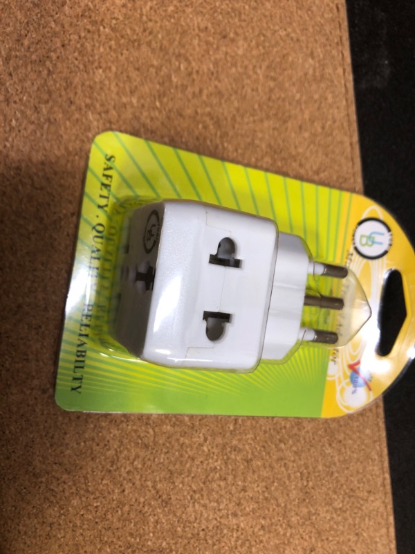 Photo 2 of Yubi Power 2 in 1 Universal Travel Adapter with 2 Universal Outlets - Built in Surge Protector - White - Type L Italian Plug Adapter EU International Power Adapter Type L 1 Pack White 