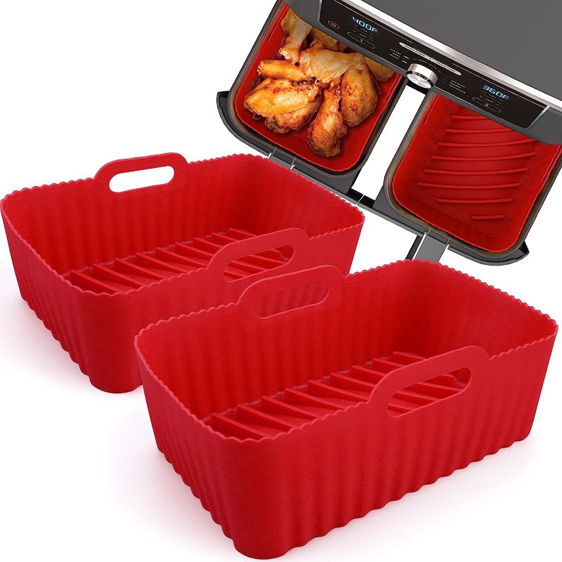 Photo 1 of  Silicone Air Fryer Liners, 2 Pcs Reusable Rectangular  ..
