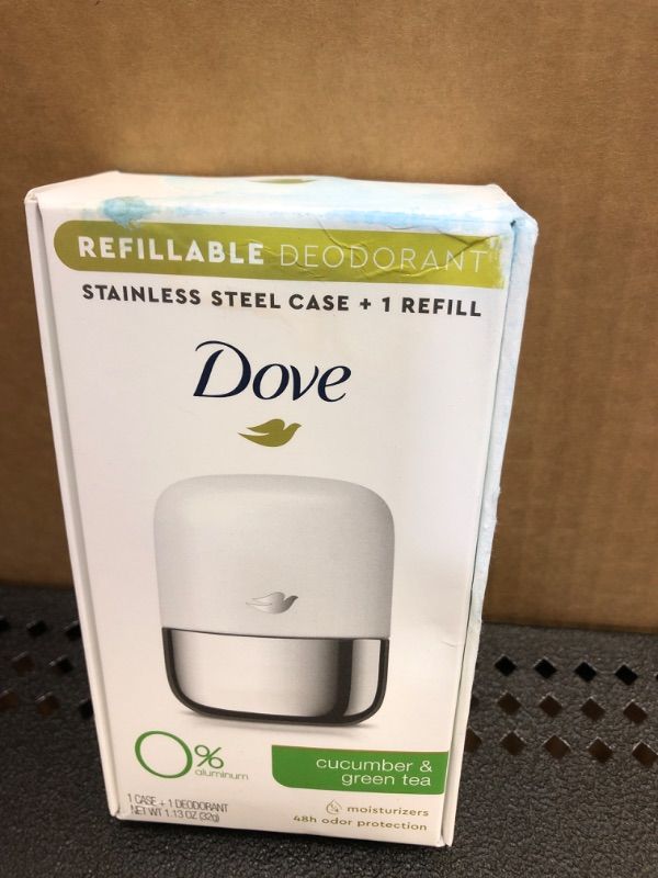 Photo 2 of (new damage box)----DOVE CUCUMBER & GREEN TEA REFILLABLE DEODORANT STEEL CASE  ------BOX DAMAGED
