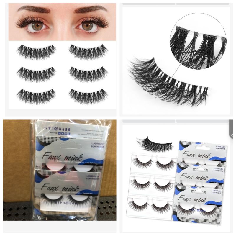 Photo 1 of 3 pair ---Lashes Natural Look False Eyelashes - Bepholan Fake Eyelashes 3D Super Fluffy False Lashes Clear Band Wispy Lashes 3-Pack Faux Mink Lashes,XMZ24-3
