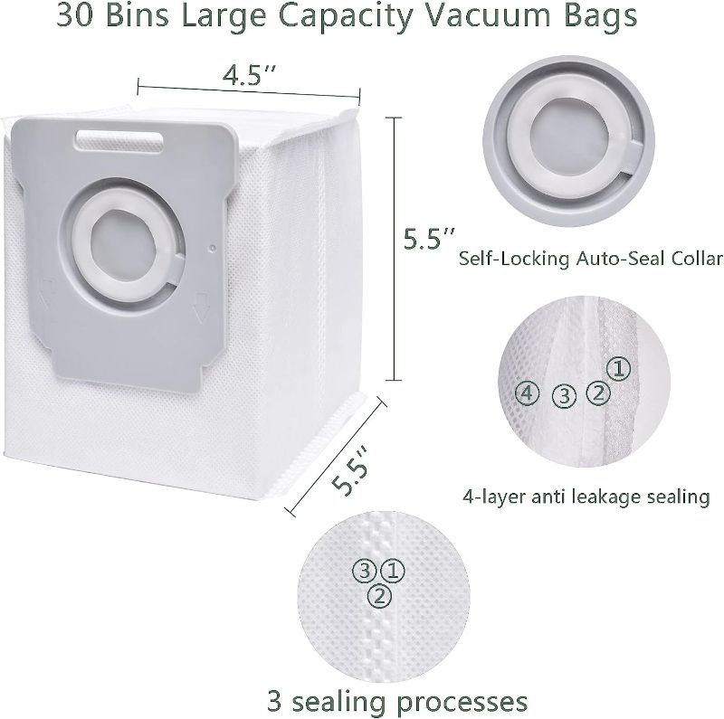 Photo 1 of 12pcs Small Vacuum Bags --Compatible with iRobot Roomba Bags i7 i7+ i3 i3+ i4 i4+ i6 i6+ i8 i8+ i1 i1+ j7 j7+/Plus S9 S9+ I & S & J Series Robot Vacuum Parts, Reuse Automatic Dirt Disposal Bags
