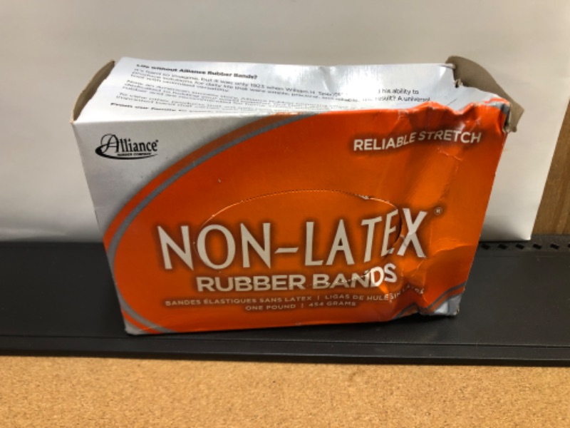 Photo 2 of Alliance Latex-Free Orange Rubber Bands, Size 64, 3-1/2 x 1/4, 440 Bands/1-1/4lb Box------new item damage box--