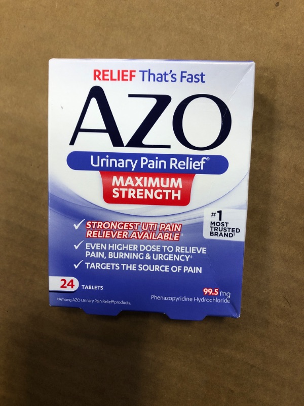 Photo 2 of AZO Urinary Pain Relief Maximum Strength | Fast relief of UTI Pain, Burning & Urgency | Targets Source of Pain | #1 Most Trusted Brand | 24 Tablets AZO Max Strength 24CT 06/2025