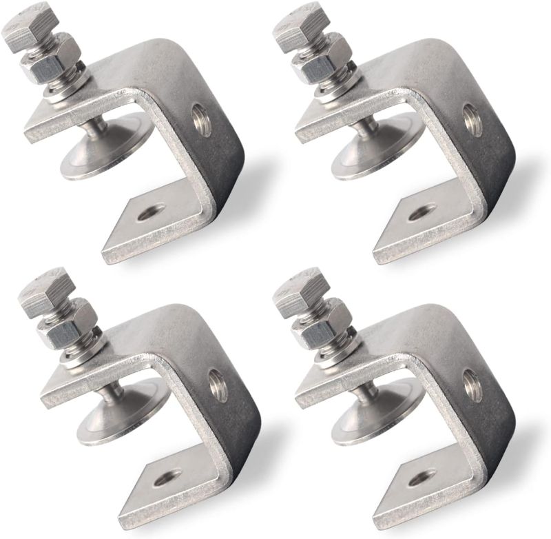 Photo 1 of 4PCS C-Clamp Stainless Steel Clamps Heavy Duty Bracket for Woodworking Mount, with Wide Jaw Openings
